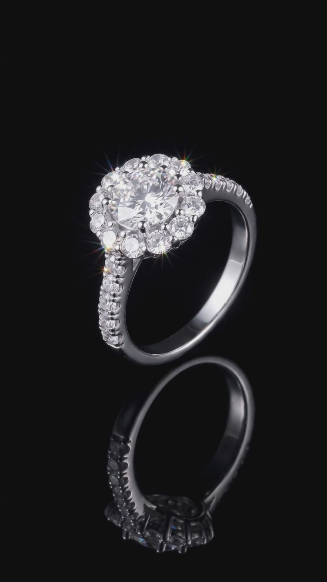 Halo Moissanite Solitaire Ring